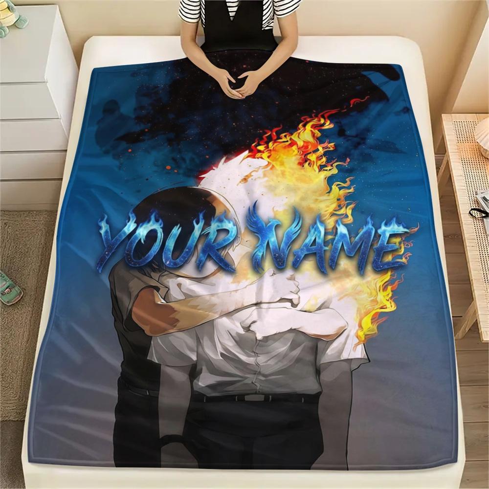1PC Flame Friendship Custom Name Patterned Flannel Blanket Suitable For All Seasons For Home Decor Warmth And Comfort Gifts Holiday Present