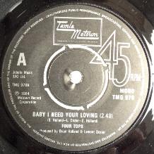 

7inch Record FOUR TOPS - Baby I Need Your Loving / Yesterday TMG978 Tamla Motown 1982 UK Soul/Funk Used