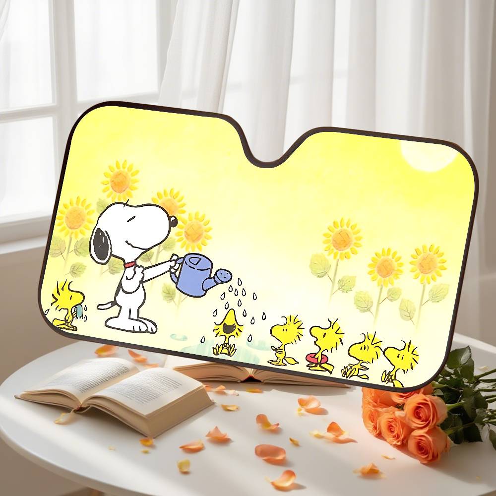 Cartoon S-Snoopy Sleep Peanuts Car Sunshade Curtains Windshield Car Windscreen Cover Sun Shade Auto Visor Car Accessories