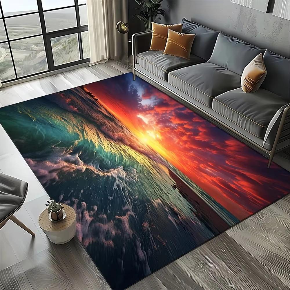 Coastal Beach Sea Style Mat Carpets for Living Room Children's Bedroom Living Room Anti Slip Crawling Rug Living Room Decoration