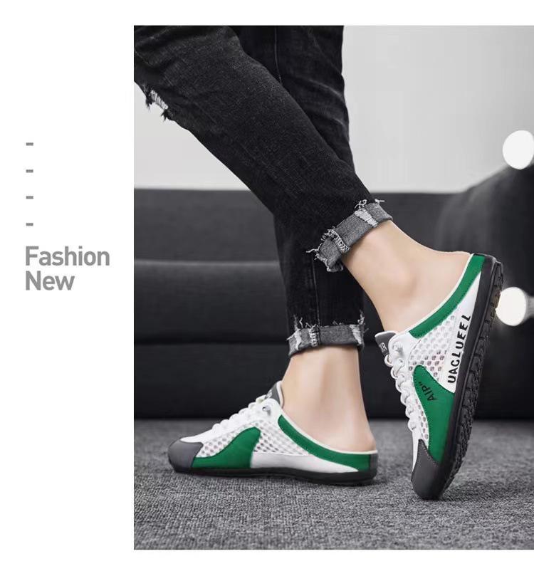 Men's Summer Slip-On Breathable Half-Slippers - Soft Sole Sporty Casual Shoes