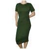Women's Fashion Sexy  Solid Color Bag Hip Elasticity Short-sleeve Dress