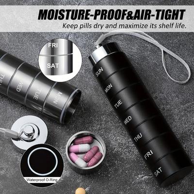 Waterproof Weekly Pill Case High Capacity Aluminum Alloy Medicine Storage Box Moisture Proof 7-Day Pill Box Daily Medicine