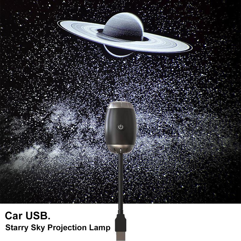 Romantic LED Starry Sky Night Light USB Powered Saturn Galaxy Projector Lamp for Car Roof Party Room Ceiling Decor Plug and Play