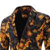 Autumn Men Blazer Fashion Print Turndown Collar Long Sleeve One Button Loose