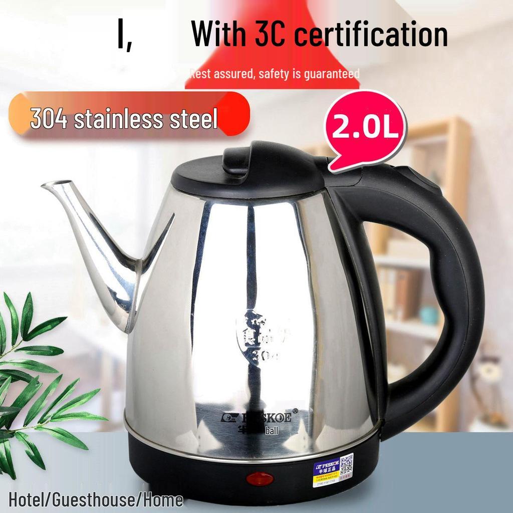 Elektrisk vattenkokare i rostfritt stål med lång pip och automatisk avstängning