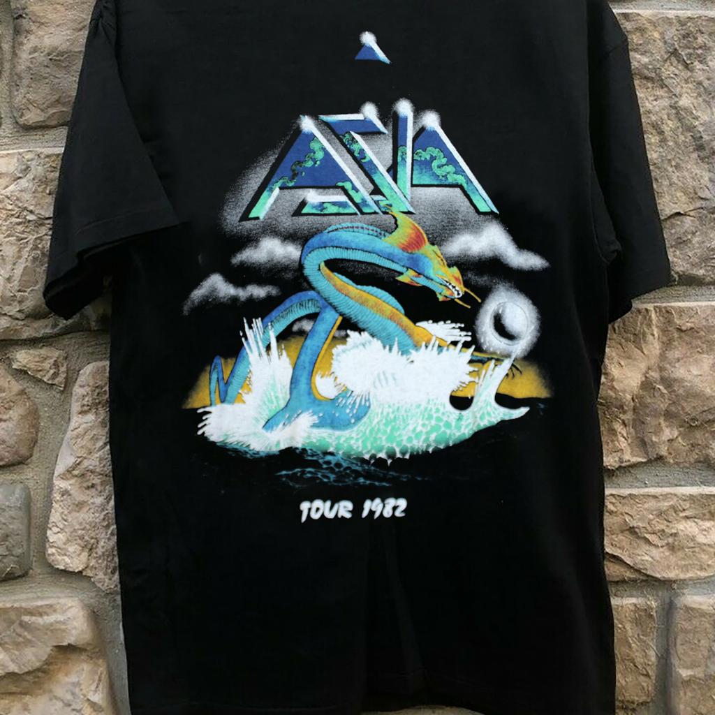 Asia Band 1982 Tour Schwarzes T-Shirt Herren Damen T-Shirts Top Baumwolle Unisex Alle Größen S bis 5XL JJ2913