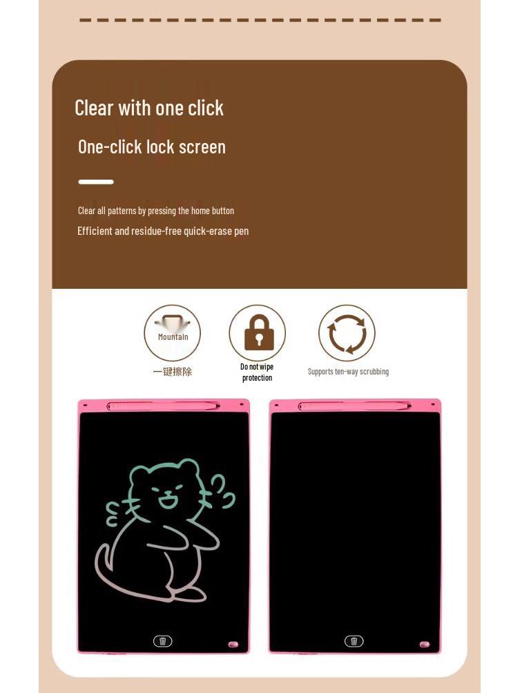 Kids' LCD Writing Tablet - Erasable Drawing & Color Painting Toy