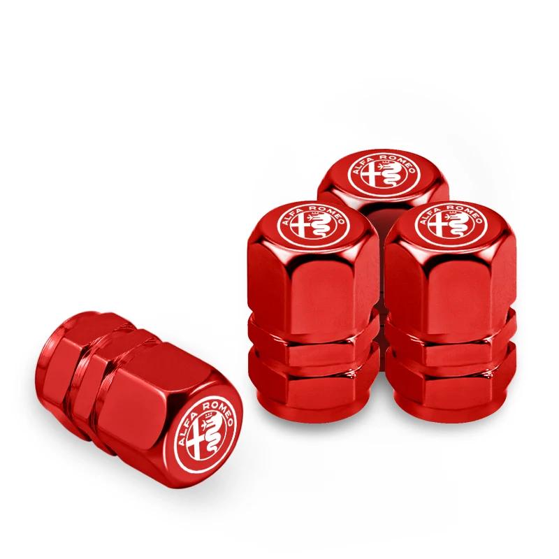 Hub Caps 4Pcs Styling Tire Valve Caps Metal Car Wheel Tire Valve Caps For Alfa Romeo 4C 159 Spider Giulia Giulietta 156 Tonale M CVP1