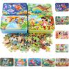 High-quality 60-piece Wooden Puzzle In Iron Box Educational Toy For Kids