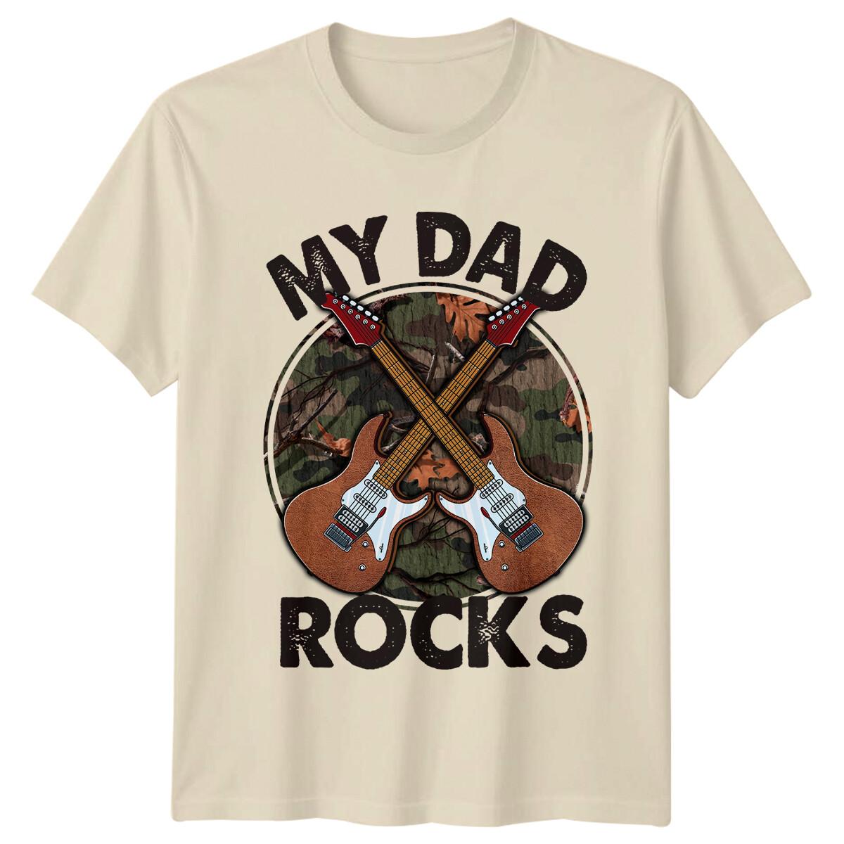 My Dad Rocks Guitar Fathers Day T-Shirt, Dad Guitar T-Shirt XXL