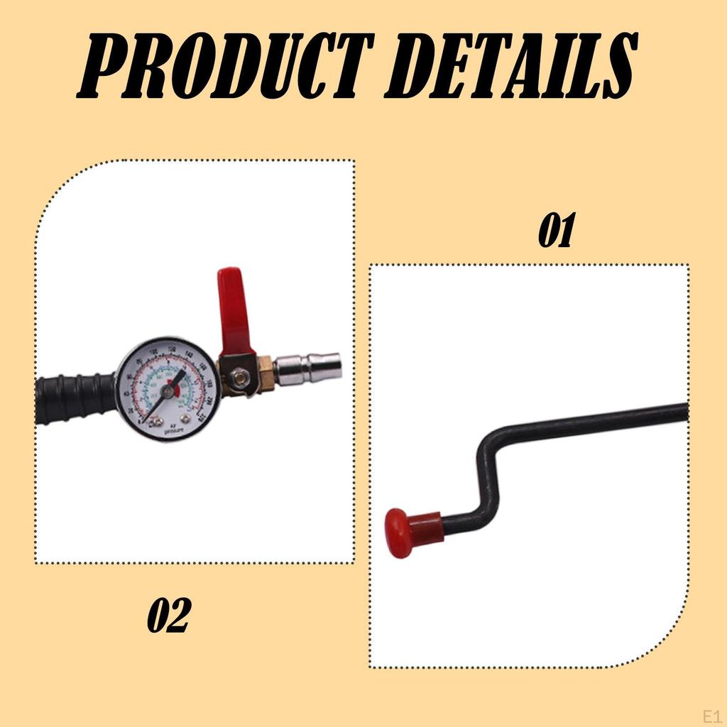 Hand Operated Tire Inflator for Truck Tires Inflation Tool Portable Metal Structure, with Gauge