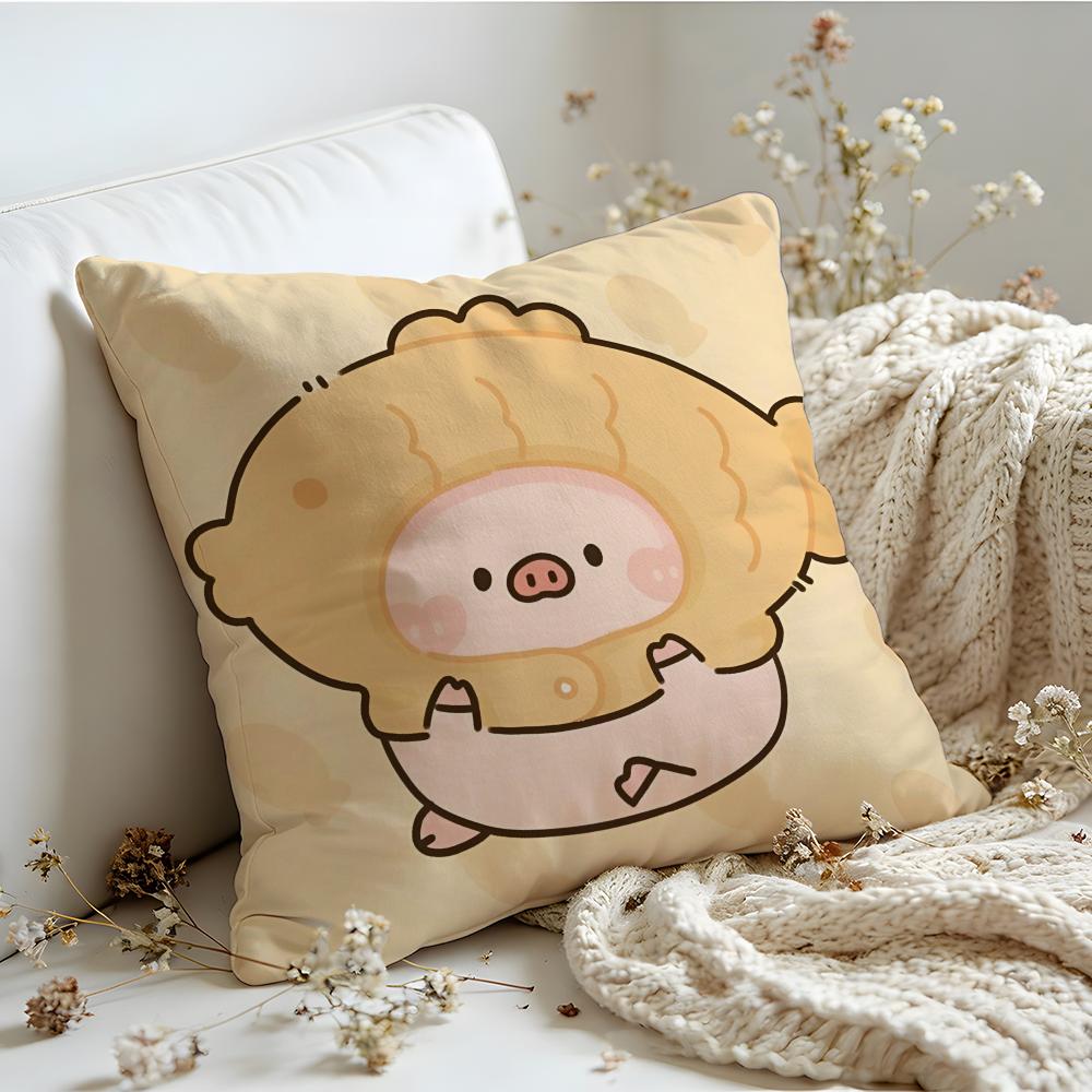 Cushion Cover  Linen  SkinFriendly Soft Decorative Case for Sofa Home Decor Cute Anime Pink Pig Kwaii Cartoon Pillow cover