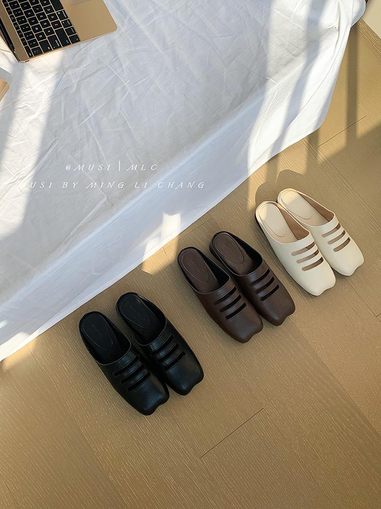 Fashion Summer Mules Slippers Women Shoes Casual Slippers Flat Cover Toe Slides Flat Heel Loafers Comfortable Versatile Footbed Sandals