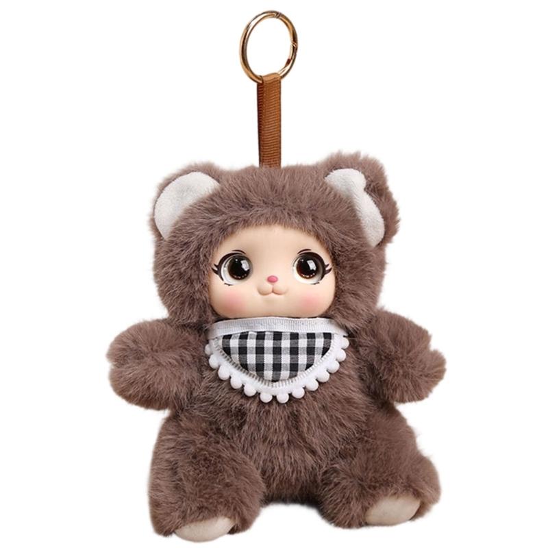Fashionable Plush Doll Keychain In Sitting Pose 16cm Long Fashion Backpack Charm For Personalizing Keys And Bags
