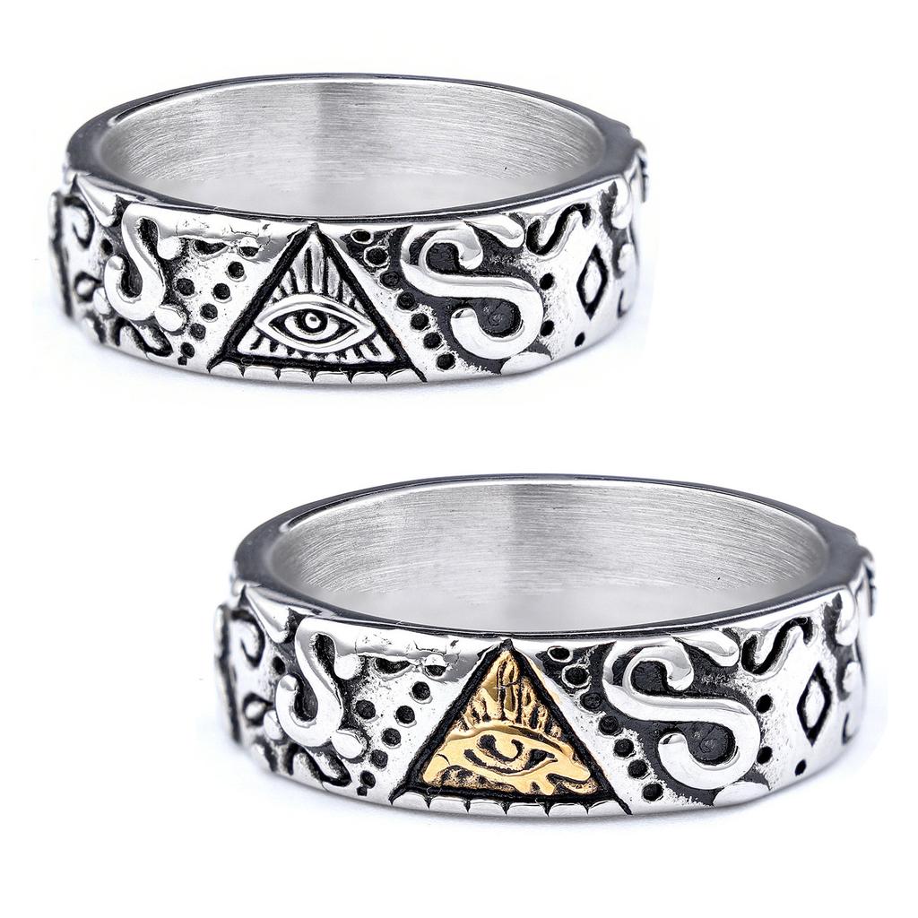 Auge des Horus Goldener Edelstahlring Freimaurersymbol Ring