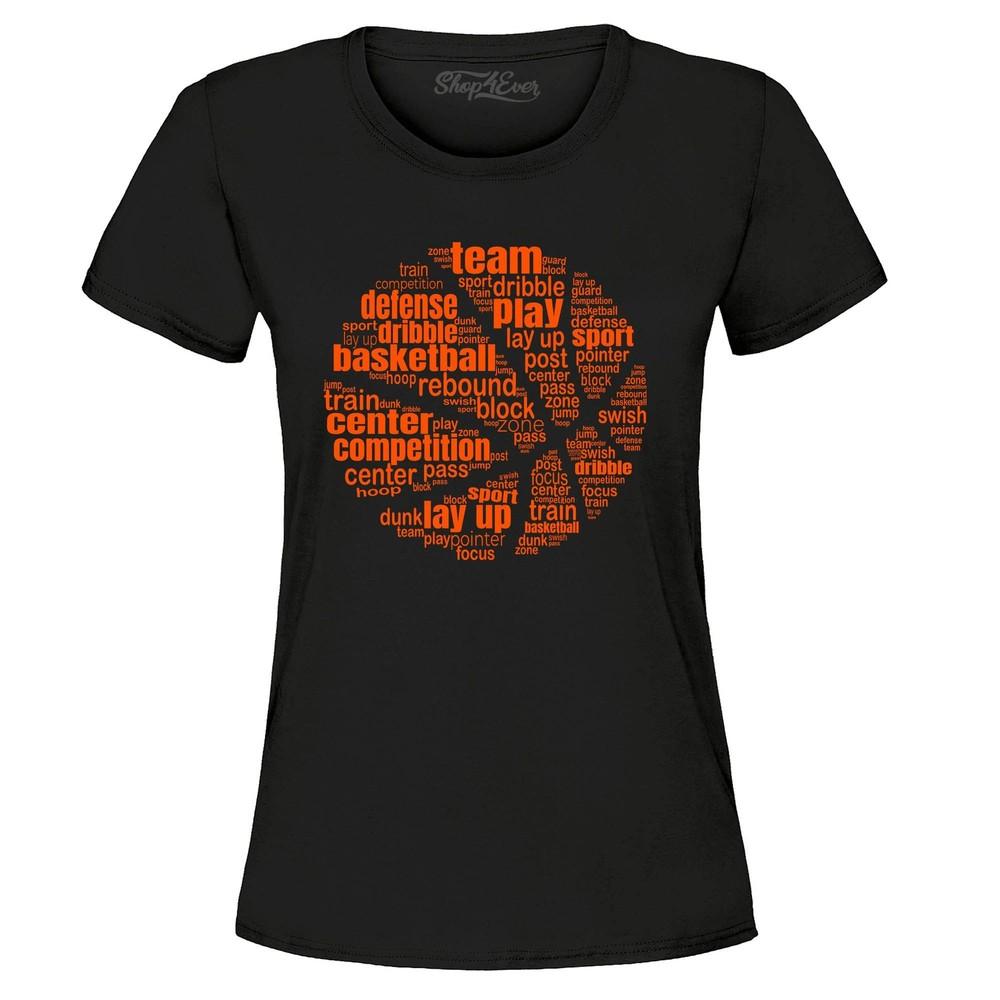 Basketball Word Cloud Orange Ball Women's T-Shirt Basketball Shirts