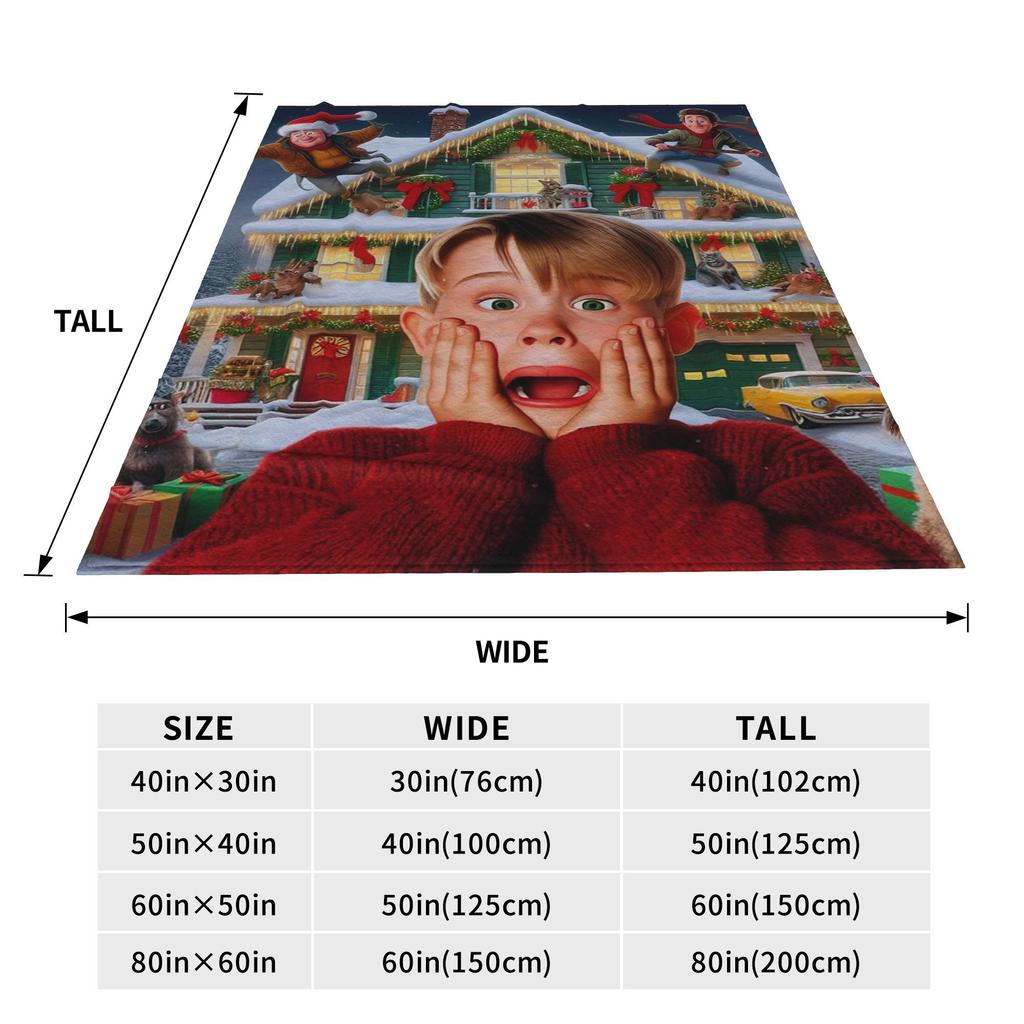 Flannel Throw Blanket Home - Comedy Film Home Alone Funny Warm Plush Blankets Soft Bedding for Bed Living Room Home Travel Couch