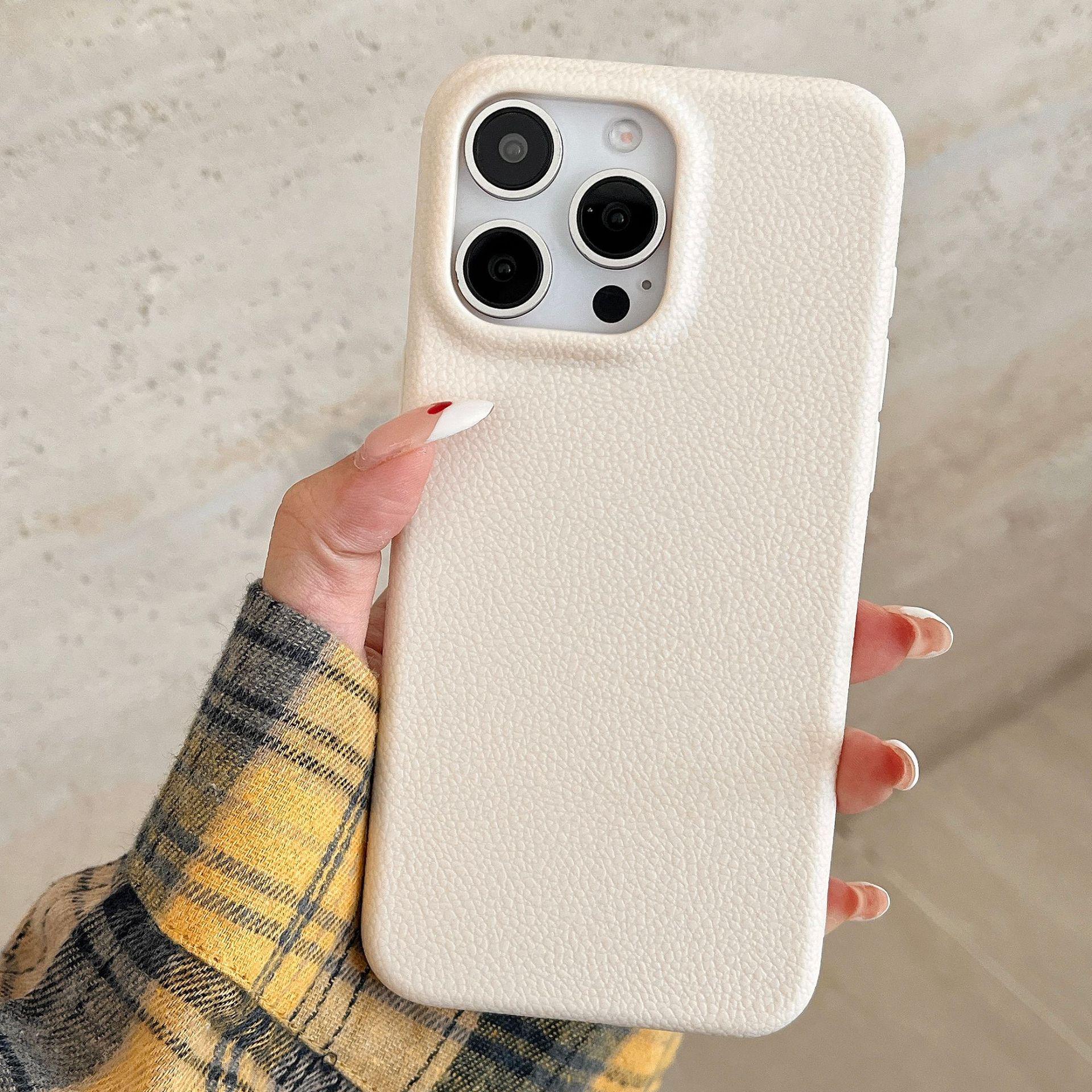 

Однотонный чехол для телефона с кожаной текстурой для iPhone 14/15/16 Pro Max iPhone 15 Pro