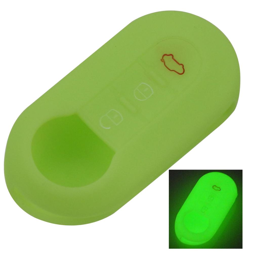 Jingyuqin 3 Buttons Remote Flip Key Shell Blank Fob Silicone Car Key Cover Case For Fiat 500 Folding Flid Key