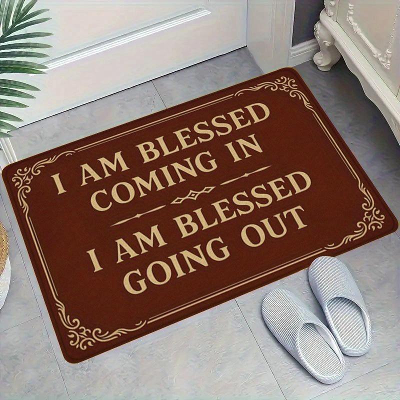 

Inspirational Blessed Area Rug, Creative Welcome Door Mat, Non-Slip Absorbent Washable Carpet for Home, Bathroom & Camping 40x60cm