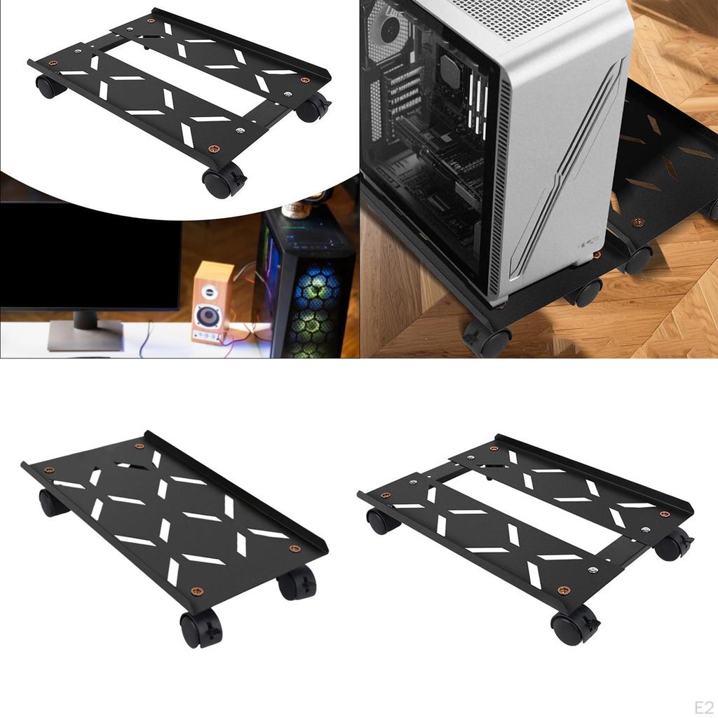 Computer Stand PC Riser Heavy Duty Portable with Caster Wheels CPU Holder for Home Study Rooms