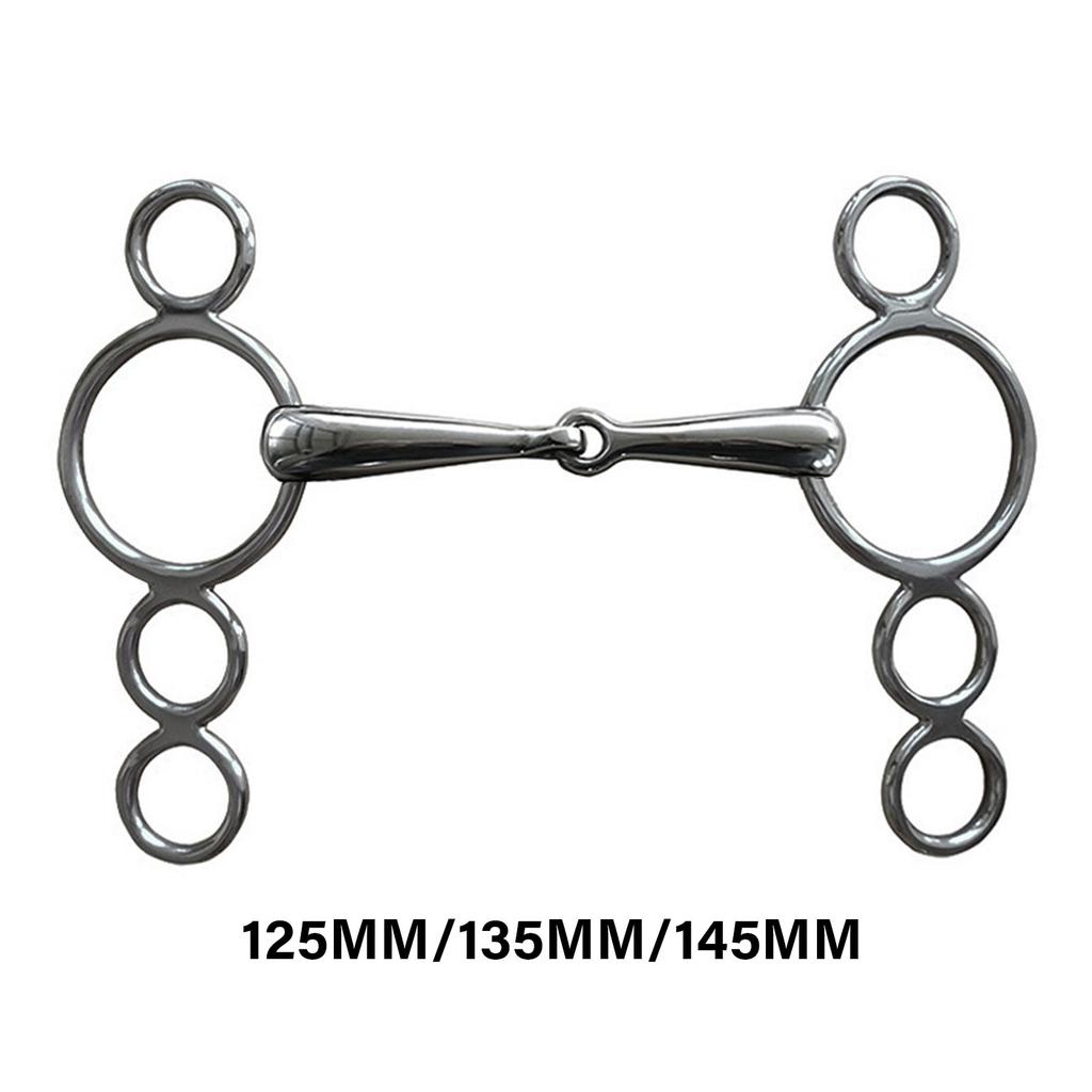 Stainless Steel Gag Bit Horse Bit Jointed Mouth 3 Rings Continental Gag Bit Loose Rings Horse Equipment Easy to Use