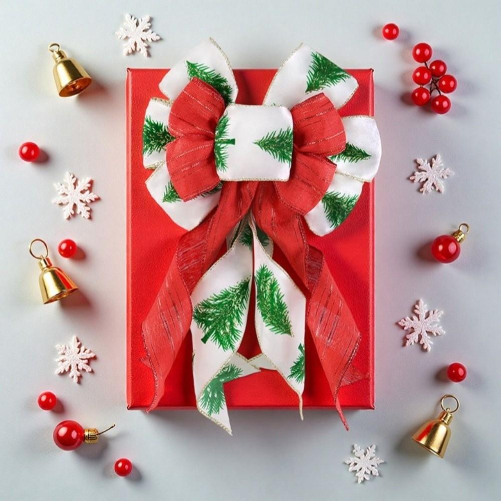 Large Christmas Double-Layer Red Bow Handcrafted Wreath Decoration  Holiday Decoration