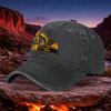 Excavator Print Vintage Unisex Washable Baseball Cap Black Casual Outdoor Hat for Camping Hiking Fishing Sports