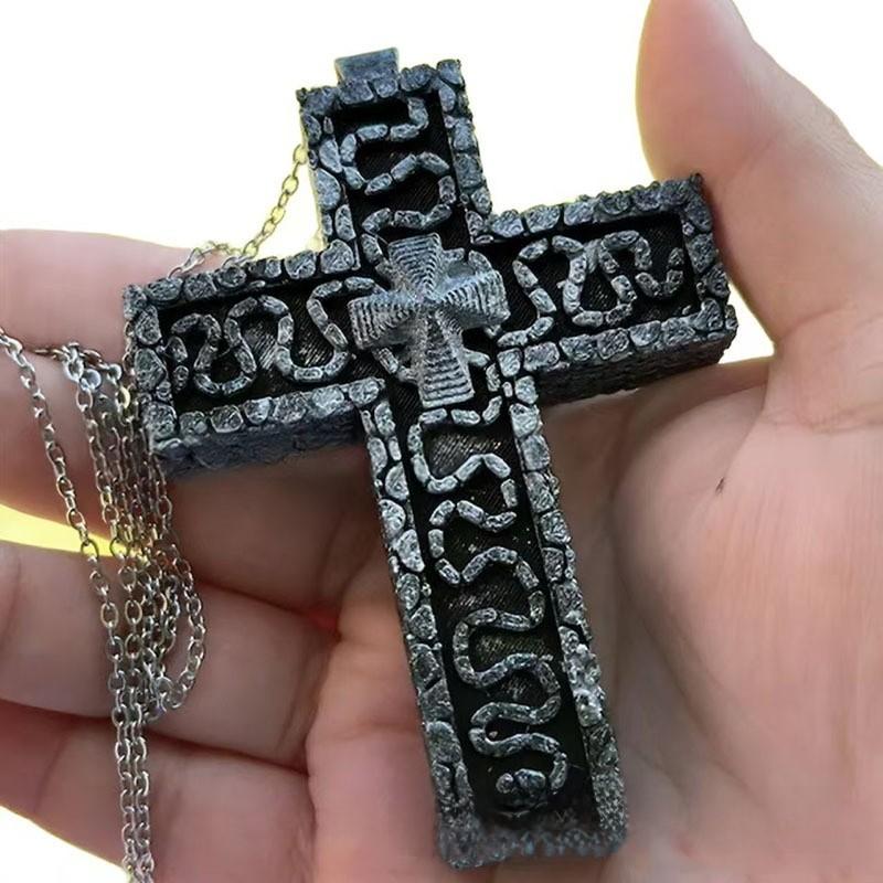 Retro Pendant Cross Necklace Double Layer Geometric Alloy Fashion Jewelry Women