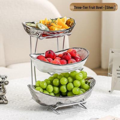 ZISIZ 3-Tier Stone Pattern Ceramic Serving Stand