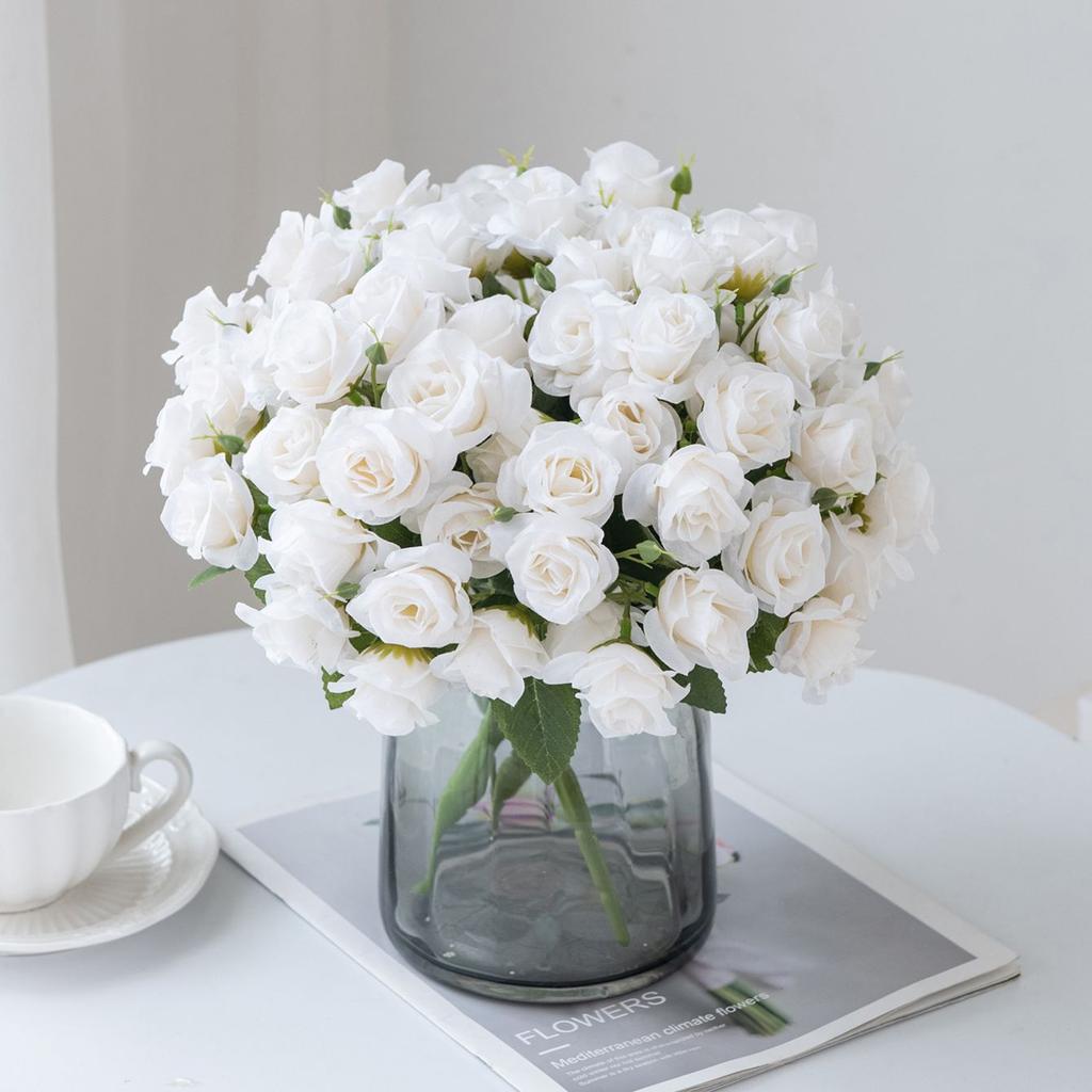 1PC 15 Heads Artificial Flowers Silk Rose Bride Bouquet Wedding Table Party Vase Festival Home Decoration Accessory Fake Flowers