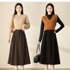 Woolen Pleated Skirt for Women in Autumn and Winter, High-waisted A-line Skirt, Mid-length Drape, Slimming, Large-swing Umbrella Skirt