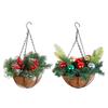 Artificial Pre-lit Gift Ornaments Multipurpose Xmas Flower Basket with White LED Lights for Indoor Outdoor Decoration