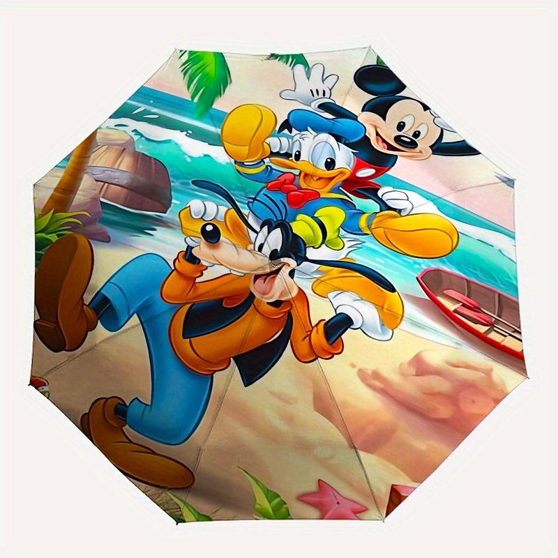 Goofy Donald Duck Mickey Automatic Opening and Closing Umbrella - Small Umbrella Suitable for Various Occasions, Portable 3-Fold Small Umbre