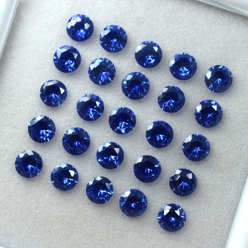20 Pcs Natural Blue Sapphire Round Ring & Jewelry Gemstone CERTIFIED Lot 5x5 Mm Y-62150524