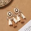 Ethnic Style Bohemia Feather Earrings White Long Style Fashion Retro Stylish Tassel Female Holiday Trip Shoot Earrings