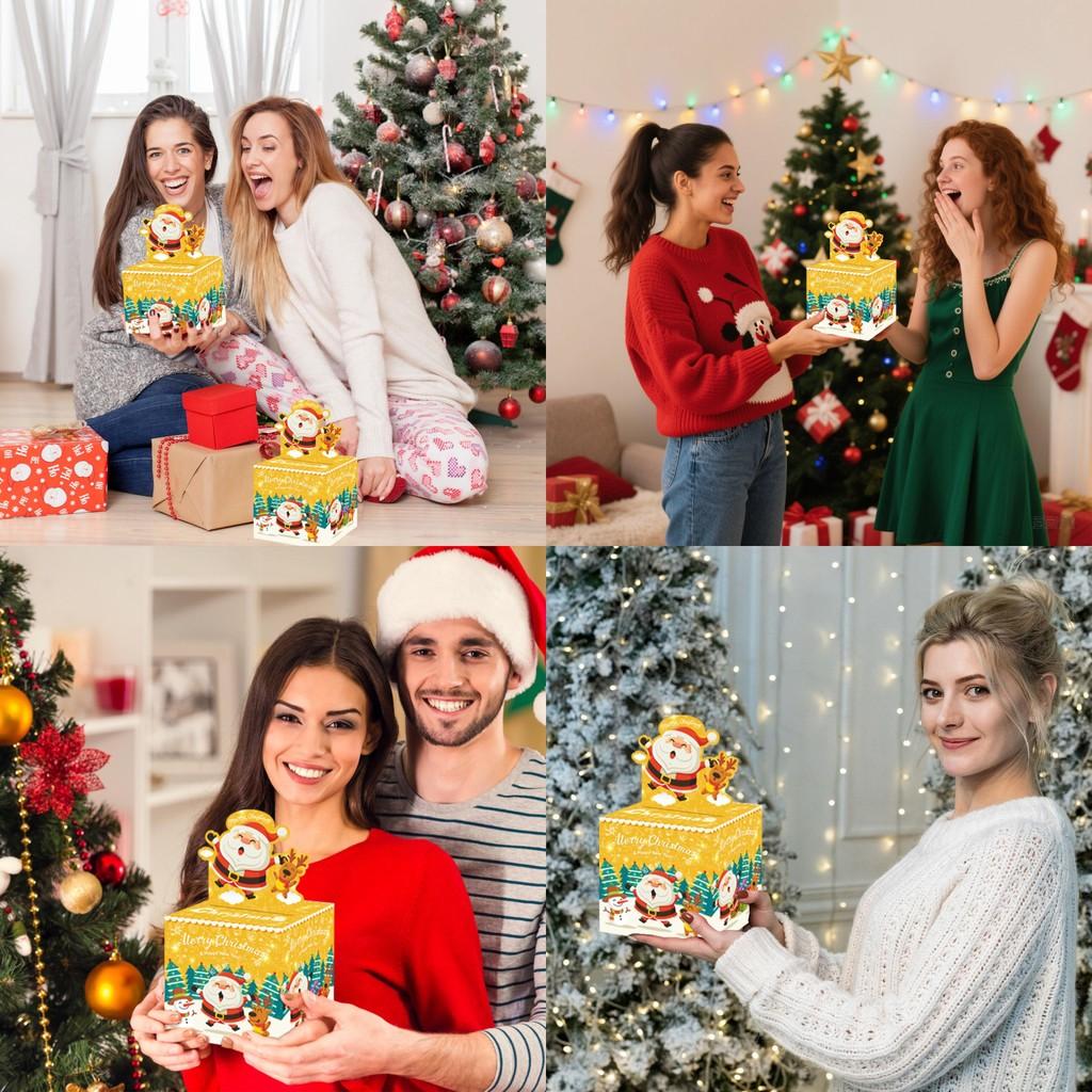 Theme Santa Claus Money Box Christmas Party Decor Bright Yellow Events Festive
