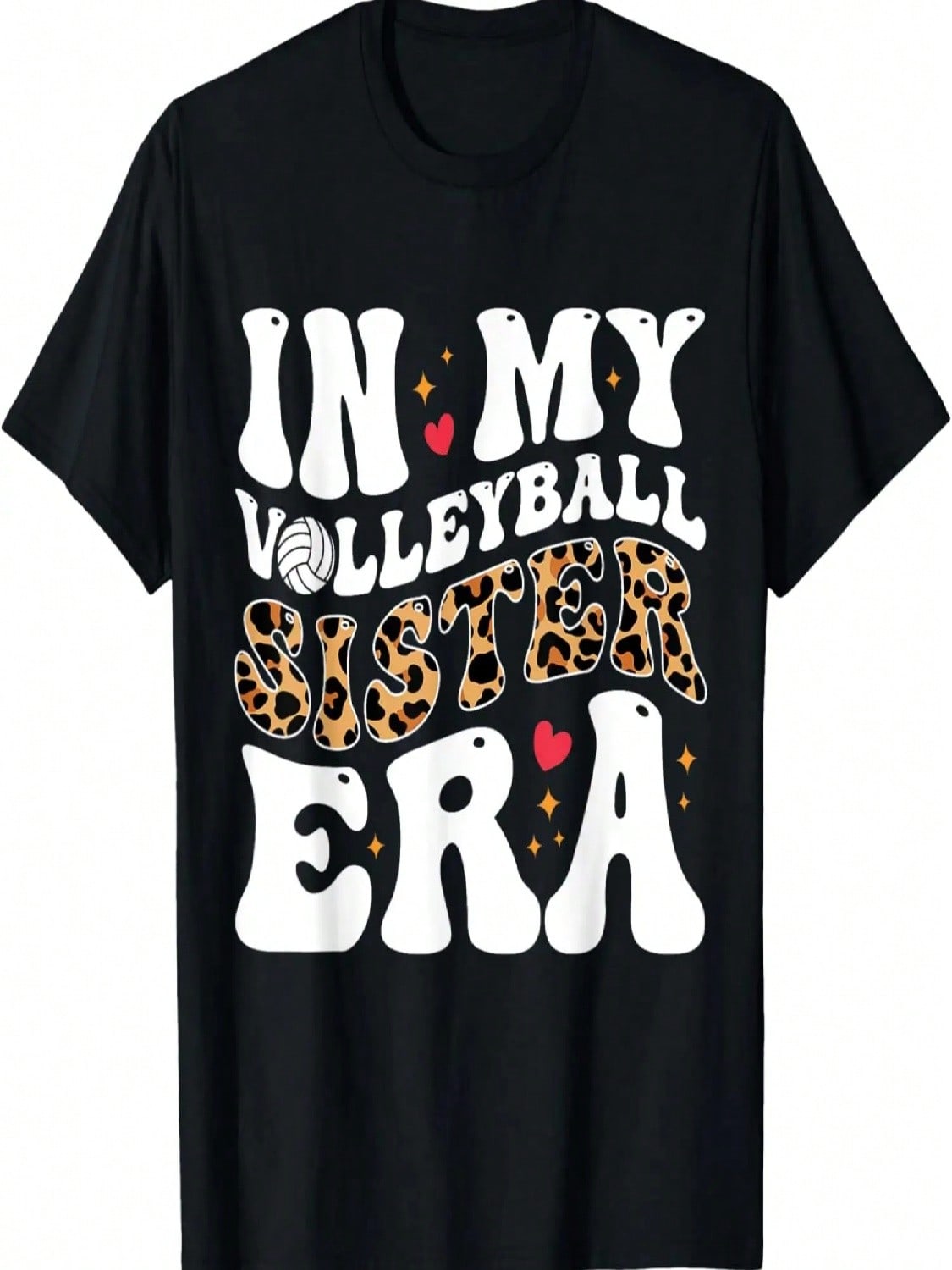 In My Volleyball Sister Era Leopard Skin Sister Volleyball T-Shirt S