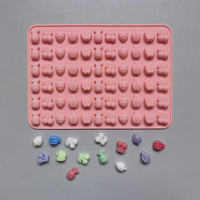 Mini molde de silicona para fruta, 66 cavidades, gomoso, Chocolate, bandeja de cubitos de hielo, fruta, gelatina antiadherente, herramienta de decoración para hornear pasteles, 1 ud.