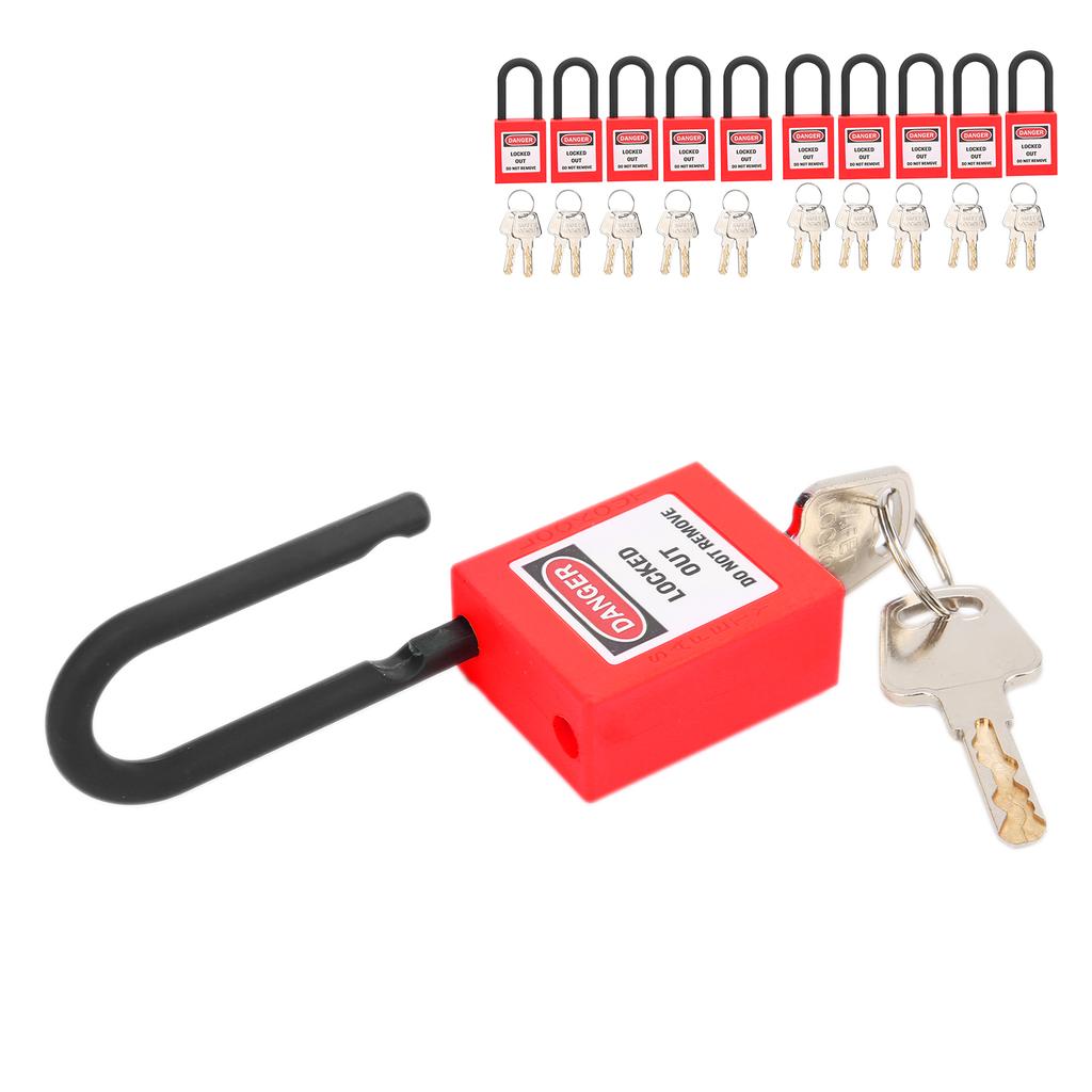 10 Sets 38mm Lockout Lock Dustproof Nylon Industrial Engineering Insulation Security Tool for FactoriesRed