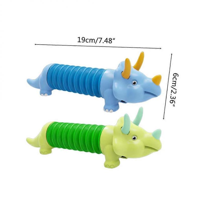 2Pcs Cartoon Dinosaur Stretchy Tubes Stress Relief Toys Party Favors Travel Toy for Kids Adults