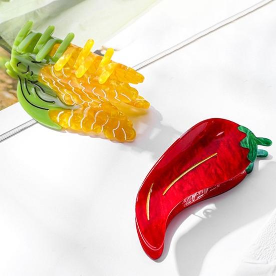 Hair Claw Corn Pepper Design Back Head Shark Clip Easy Hold No Slip Updo Hair Styling Tool Hair Accessory