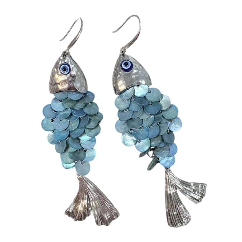 

Trendy Oversized Tassels Fish Earrings Stylish Alloy Dangle Ear Accessories Stylish Women Fish Ear Jewelry For Girls синій
