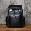 NZPJ Men's Genuine Leather Backpack Top-Grain Cowhide Flap Large Capacity Outdoor Travel Retro Casual Laptop Bag