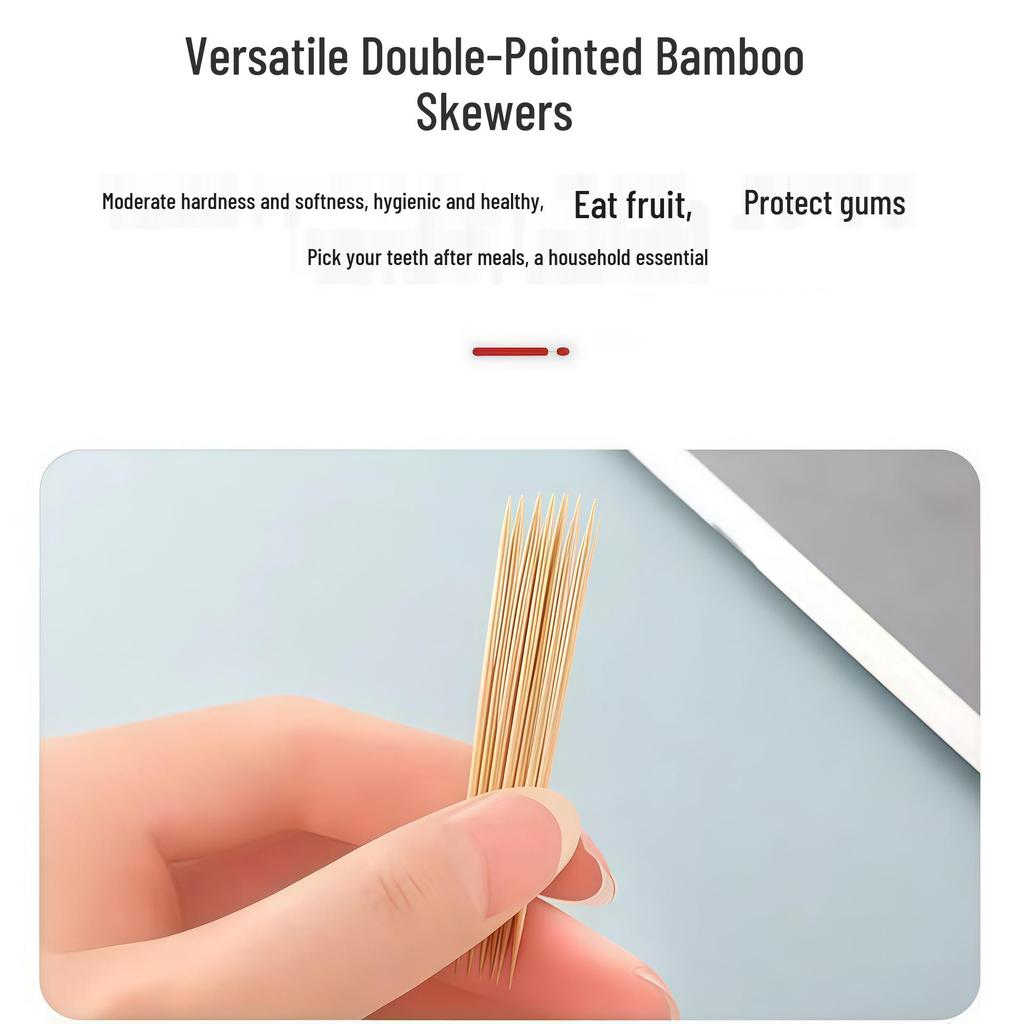Doppelseitige Bambus-Zahnstocher mit Halter - Einweg-Hochwertige Interdentalreiniger