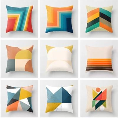 Car Waist Pillow Case Peach Leather Velvet Geometric Pattern Creative Home Polyester Pillow Case Yiwu Pillow