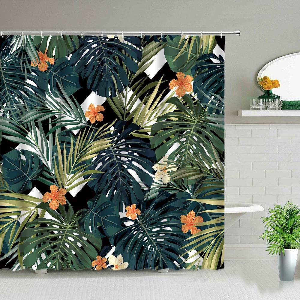 Sunflower Flower Wood Grain Plant Scenery Bathroom Shower Curtain Cactus Butterfly Bee Floral Landscape Bath Curtains With Hooks