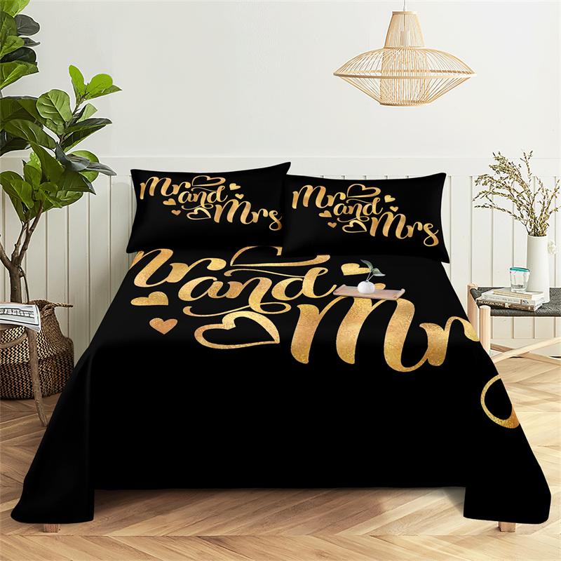 

Черная, модная простыня из полиэстера с цифровым принтом и наволочкой, комплект постельного белья с принтом «Домашний уют», большая простыня 150X230cm(2Pcs)