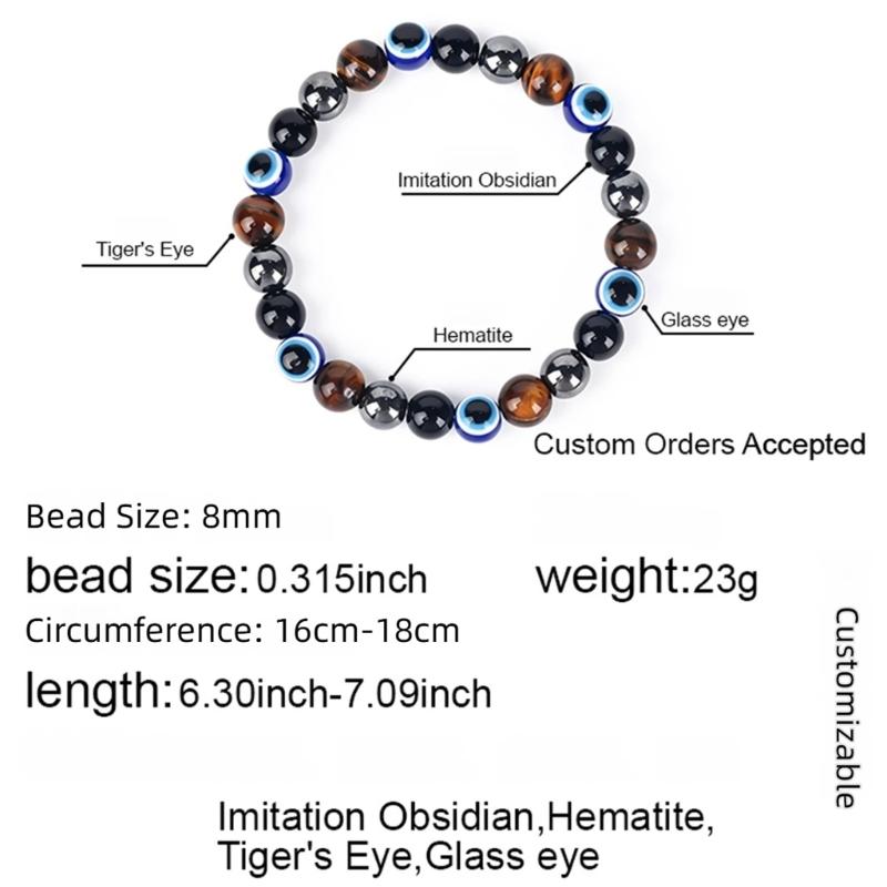 Devil Eye Bracelet Natural Stone Beads Hand String 16-18Cm Adjustable Design Wristband Accessory For Daily Wear Gift